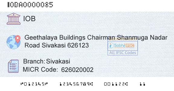 Indian Overseas Bank SivakasiBranch 