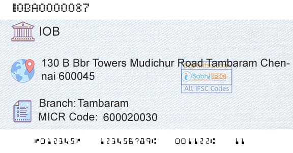 Indian Overseas Bank TambaramBranch 