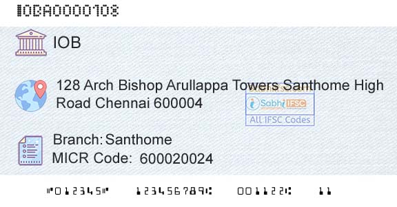 Indian Overseas Bank SanthomeBranch 