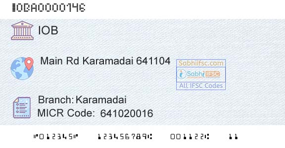 Indian Overseas Bank KaramadaiBranch 