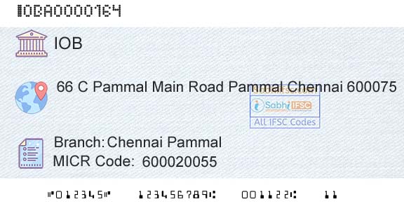 Indian Overseas Bank Chennai PammalBranch 
