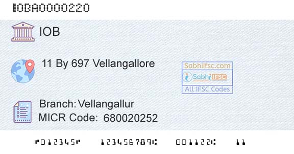 Indian Overseas Bank VellangallurBranch 