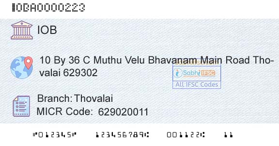 Indian Overseas Bank ThovalaiBranch 