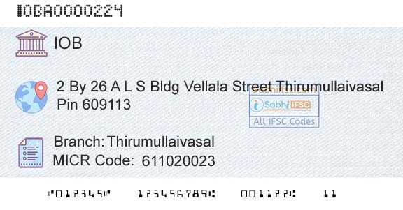 Indian Overseas Bank ThirumullaivasalBranch 