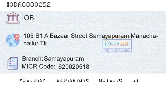 Indian Overseas Bank SamayapuramBranch 