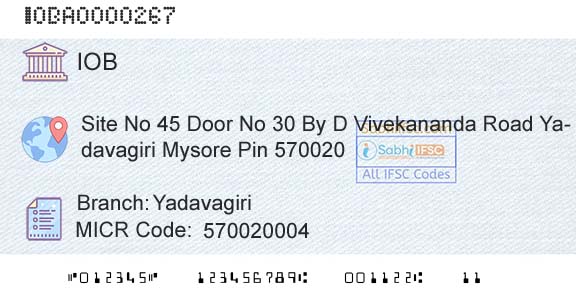 Indian Overseas Bank YadavagiriBranch 