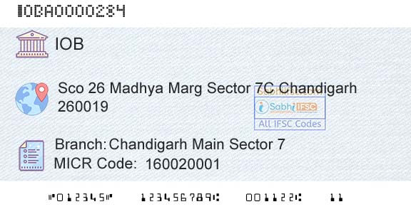Indian Overseas Bank Chandigarh Main Sector 7Branch 
