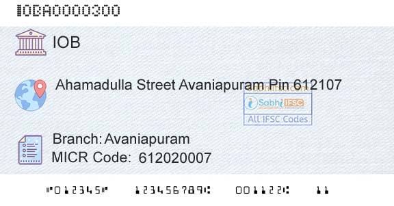 Indian Overseas Bank AvaniapuramBranch 
