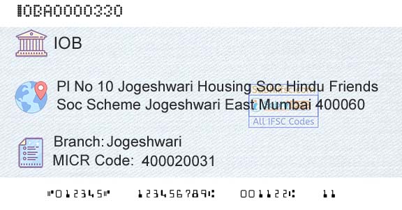 Indian Overseas Bank JogeshwariBranch 