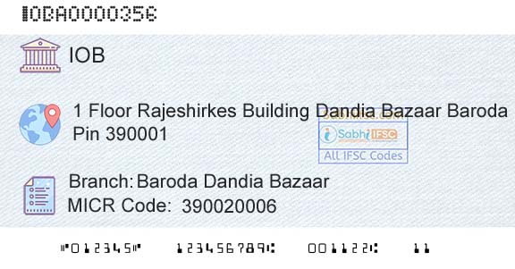 Indian Overseas Bank Baroda Dandia BazaarBranch 