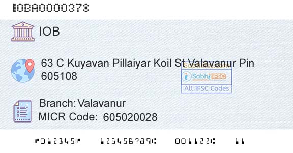 Indian Overseas Bank ValavanurBranch 