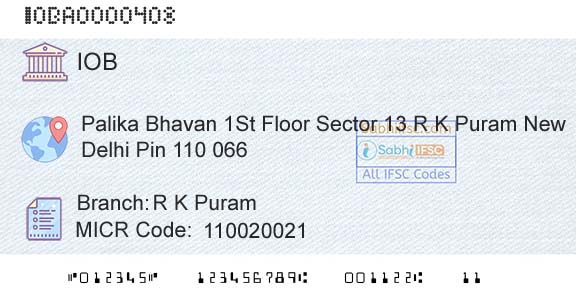 Indian Overseas Bank R K PuramBranch 