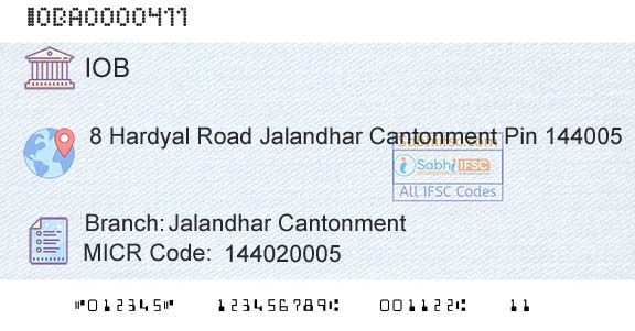 Indian Overseas Bank Jalandhar CantonmentBranch 