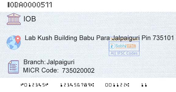 Indian Overseas Bank JalpaiguriBranch 