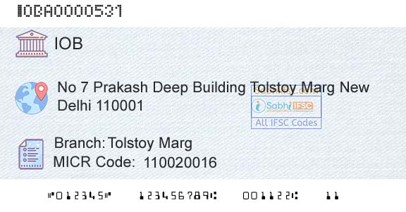 Indian Overseas Bank Tolstoy MargBranch 