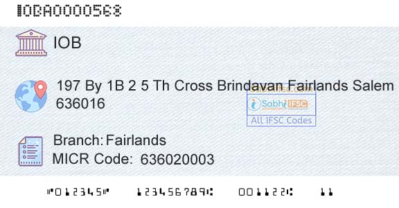 Indian Overseas Bank FairlandsBranch 