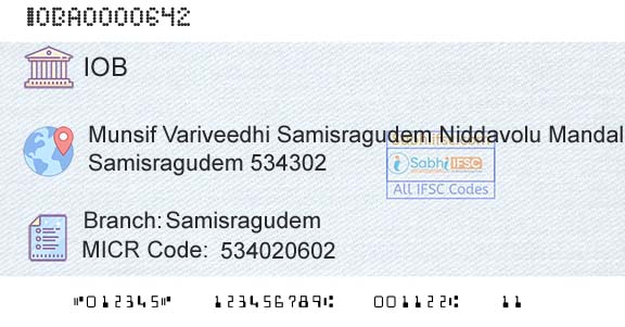 Indian Overseas Bank SamisragudemBranch 