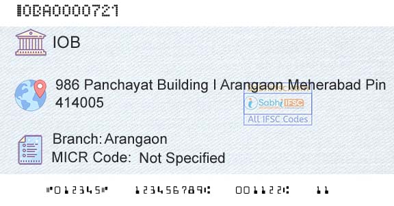 Indian Overseas Bank ArangaonBranch 