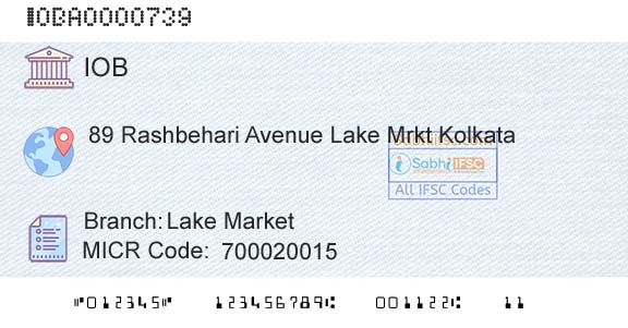Indian Overseas Bank Lake MarketBranch 