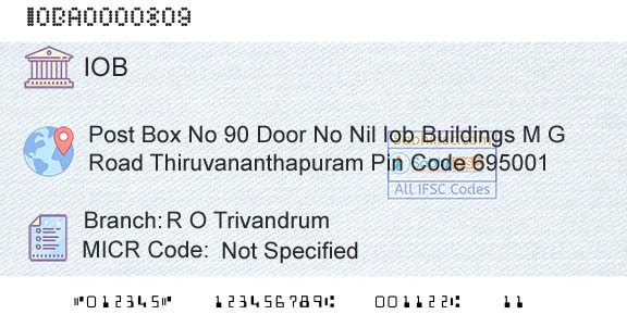 Indian Overseas Bank R O TrivandrumBranch 