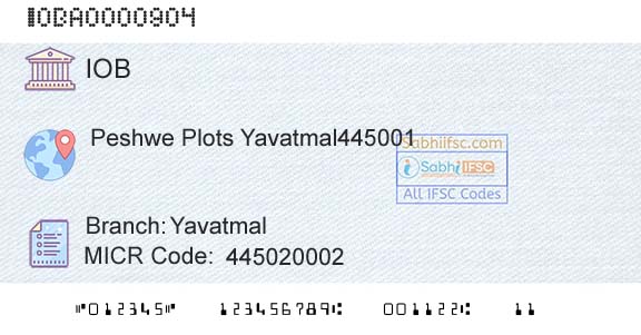 Indian Overseas Bank YavatmalBranch 