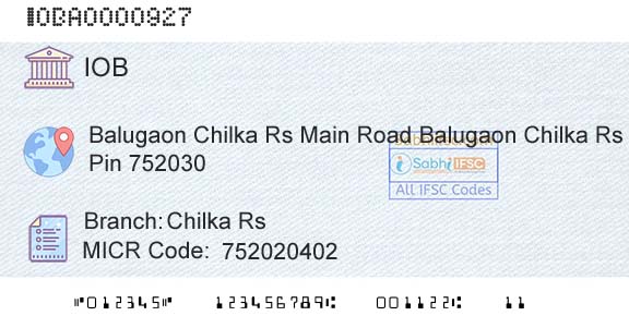 Indian Overseas Bank Chilka RsBranch 