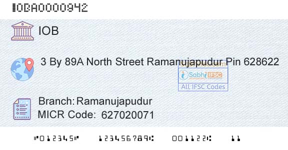 Indian Overseas Bank RamanujapudurBranch 