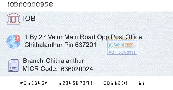 Indian Overseas Bank ChithalanthurBranch 