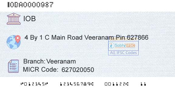 Indian Overseas Bank VeeranamBranch 