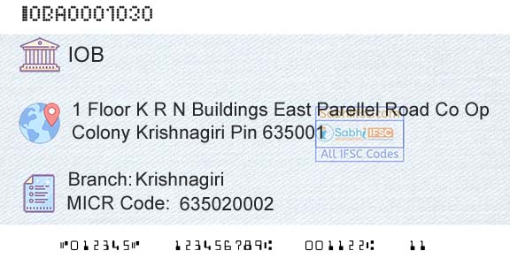 Indian Overseas Bank KrishnagiriBranch 