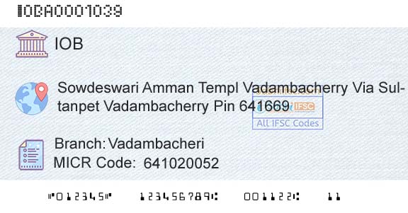Indian Overseas Bank VadambacheriBranch 