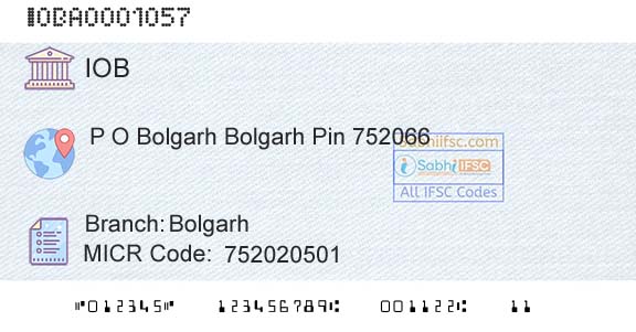 Indian Overseas Bank BolgarhBranch 