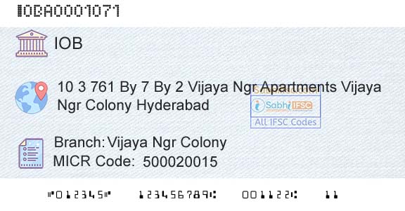 Indian Overseas Bank Vijaya Ngr ColonyBranch 