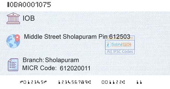 Indian Overseas Bank SholapuramBranch 