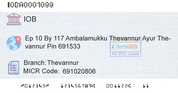 Indian Overseas Bank ThevannurBranch 