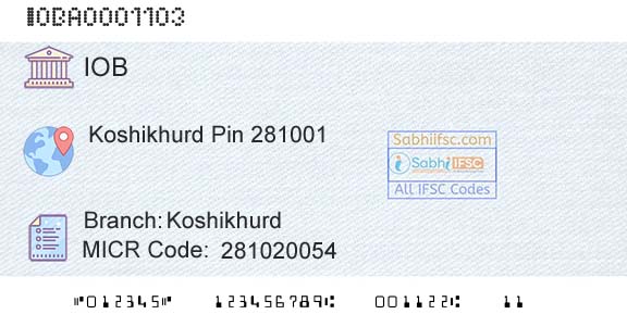 Indian Overseas Bank KoshikhurdBranch 