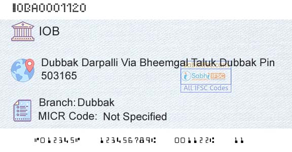 Indian Overseas Bank DubbakBranch 