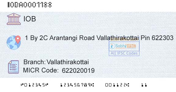 Indian Overseas Bank VallathirakottaiBranch 