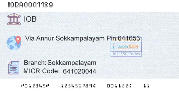 Indian Overseas Bank SokkampalayamBranch 