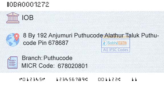 Indian Overseas Bank PuthucodeBranch 