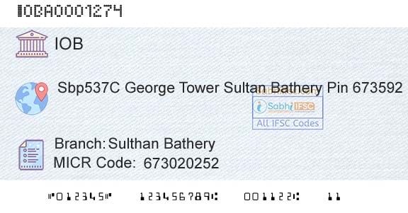 Indian Overseas Bank Sulthan BatheryBranch 