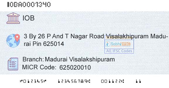 Indian Overseas Bank Madurai VisalakshipuramBranch 