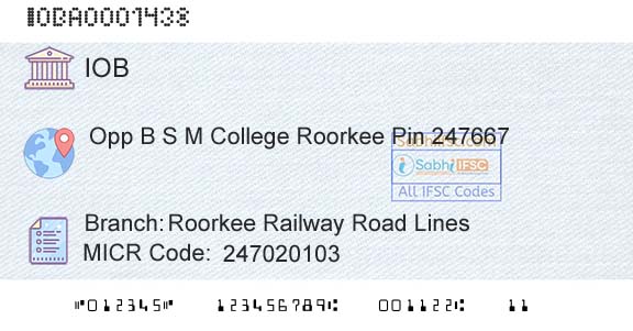 Indian Overseas Bank Roorkee Railway Road LinesBranch 