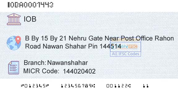 Indian Overseas Bank NawanshaharBranch 