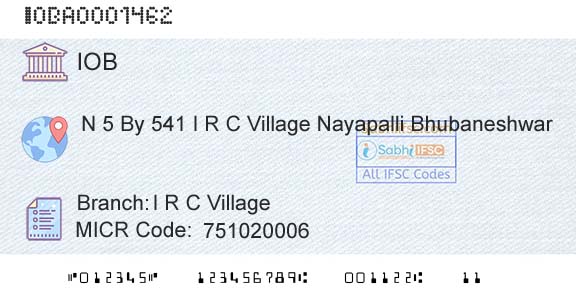 Indian Overseas Bank I R C VillageBranch 