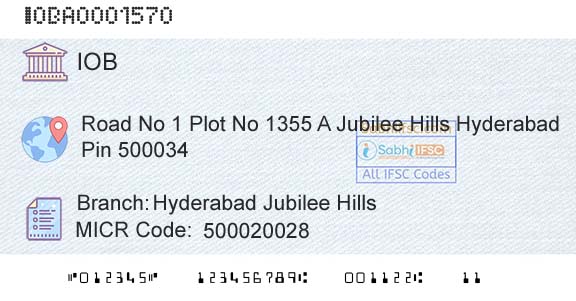 Indian Overseas Bank Hyderabad Jubilee HillsBranch 