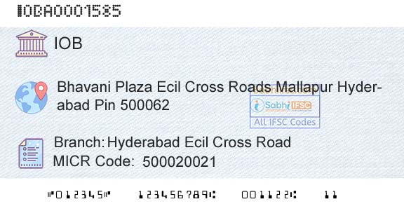 Indian Overseas Bank Hyderabad Ecil Cross RoadBranch 