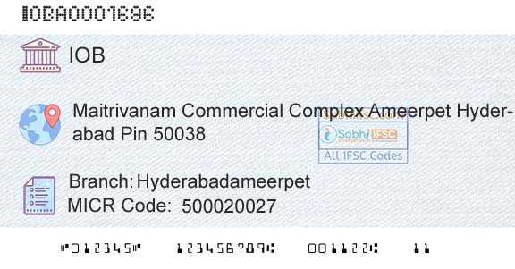 Indian Overseas Bank HyderabadameerpetBranch 