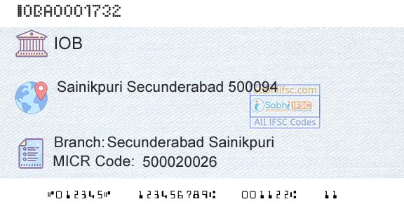 Indian Overseas Bank Secunderabad SainikpuriBranch 