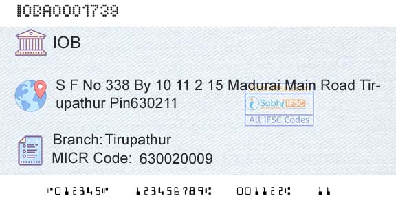 Indian Overseas Bank TirupathurBranch 